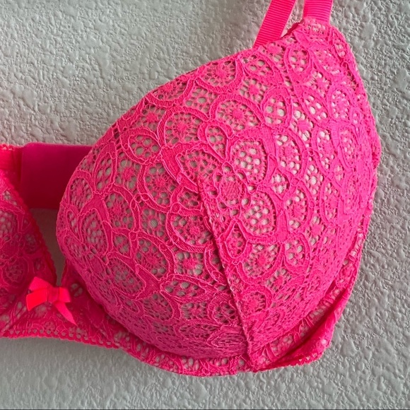Victoria’s Secret Dream Angel Push-up Pink Lace Overlay 32DD - Picture 3 of 7